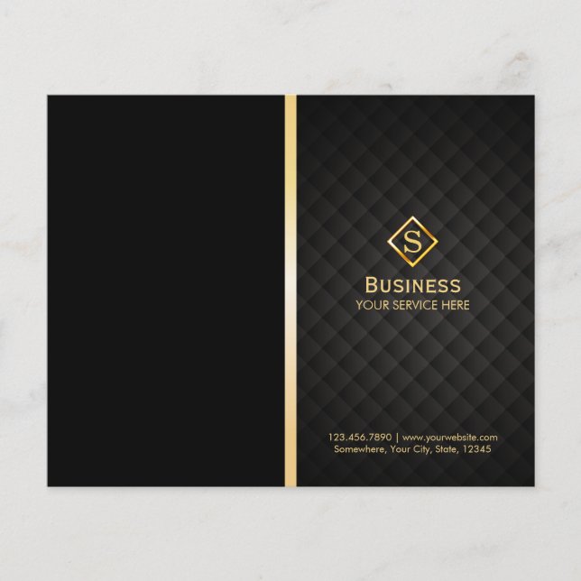 Guld Diamond Monogram Elegant Bi-Fold Brochure (Framsida)