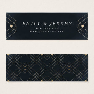 Guld Diamond Navy Geometric Deco Gatsby Bröllop Litet Visitkort