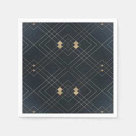 Guld Diamond Navy Geometric Deco Gatsby Bröllop Pappersservett