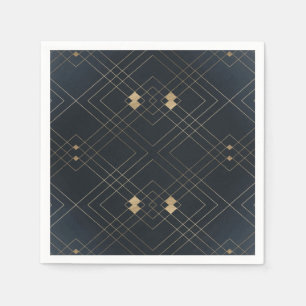 Guld Diamond Navy Geometric Deco Gatsby Bröllop Pappersservett