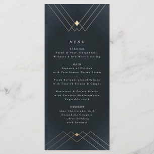 Guld Diamond Navy Geometric Deco Gatsby Meny