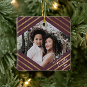 Guld Diamond Rand Burgundy 2 Fotojul Julgransprydnad Keramik