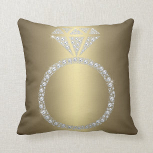 GULD DIAMOND RING CUSHION BRÖLLOP KUDDE