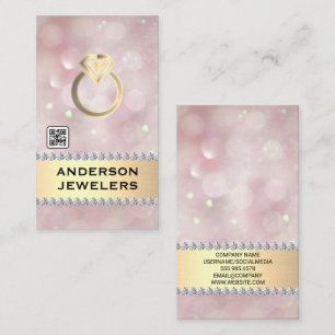 Guld Diamond Ring Logotyp QR-kod Visitkort