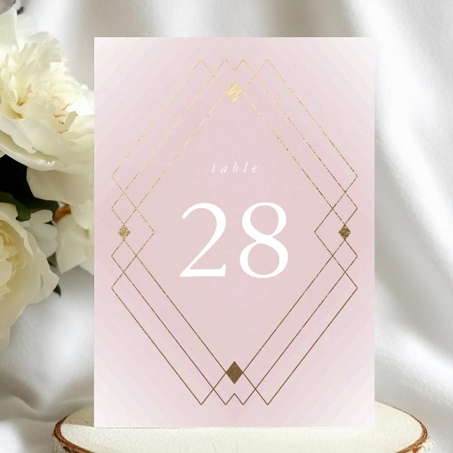 Guld Diamond Rosa Deco Gatsby 5 x 7 Bordsnummer (Skapare uppladdad)