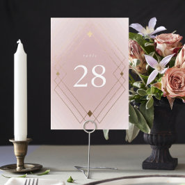 Guld Diamond Rosa Geometric Deco Gatsby Bröllop Bordsnummer