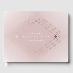 Guld Diamond Rosa Geometric Deco Gatsby Bröllop Gästböcker