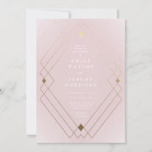 Guld Diamond Rosa Geometric Deco Gatsby Bröllop