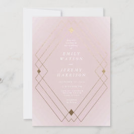 Guld Diamond Rosa Geometric Deco Gatsby Bröllop Inbjudningar