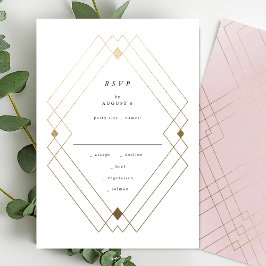 Guld Diamond Rosa Geometric Deco Gatsby Bröllop OSA Kort