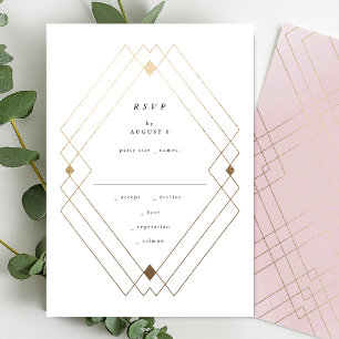 Guld Diamond Rosa Geometric Deco Gatsby Bröllop OSA Kort
