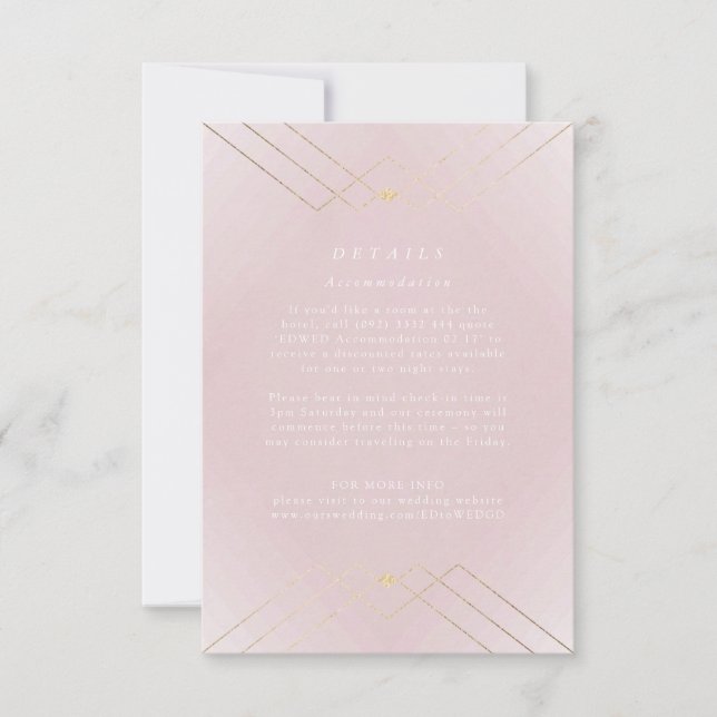 Guld Diamond Rosa Geometric Deco Gatsby Bröllop OSA Kort (Framsida)
