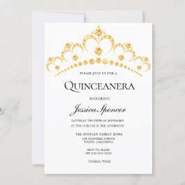 Guld Diamond Tiara Quinceanera Party Inbjudan