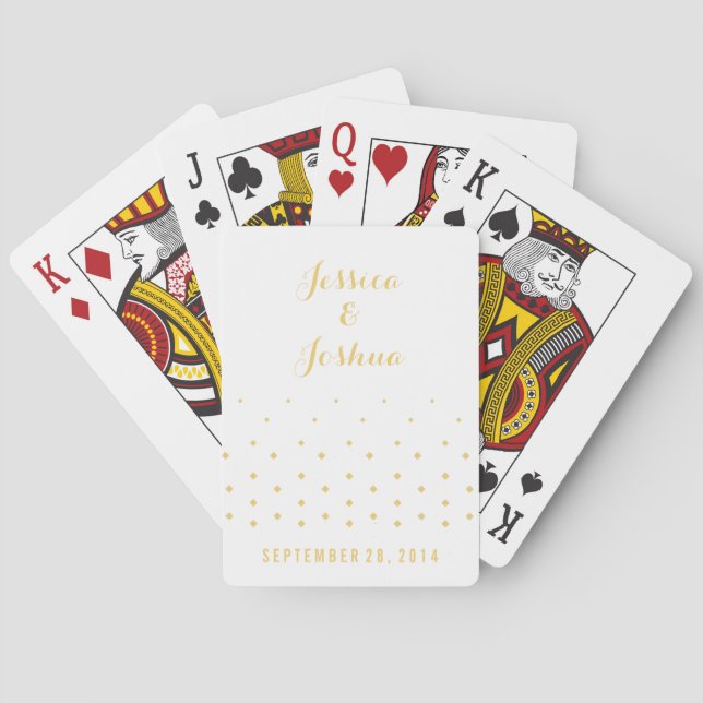 Guld Diamond Wedding-favoritkort Casinokort (Baksidan)