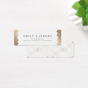Guld Diamond White Geometric Deco Gatsby Bröllop Litet Visitkort
