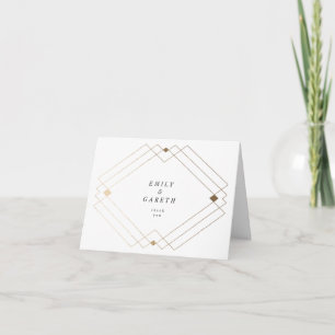 Guld Diamond White Geometric Deco Gatsby Bröllop Tack Kort