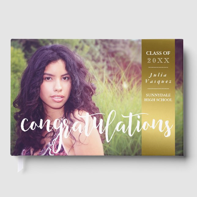 Guld & Diamonds Anpassningsbar Photo Studenten Gästböcker (Framsida)