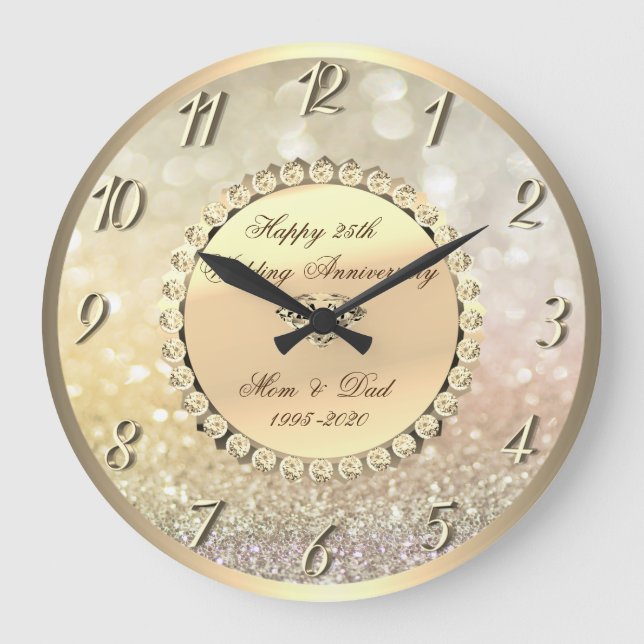 Guld Diamonds, Bokeh 25:e Bröllop-årsdagen Stor Klocka (Framsida)