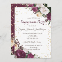 Guld Diamonds Burgundy Blommigt Förlovning