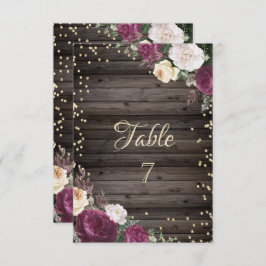 Guld Diamonds Burgundy Flowers Wood Inbjudningar