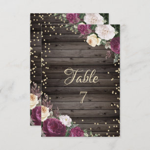 Guld Diamonds Burgundy Flowers Wood Inbjudningar