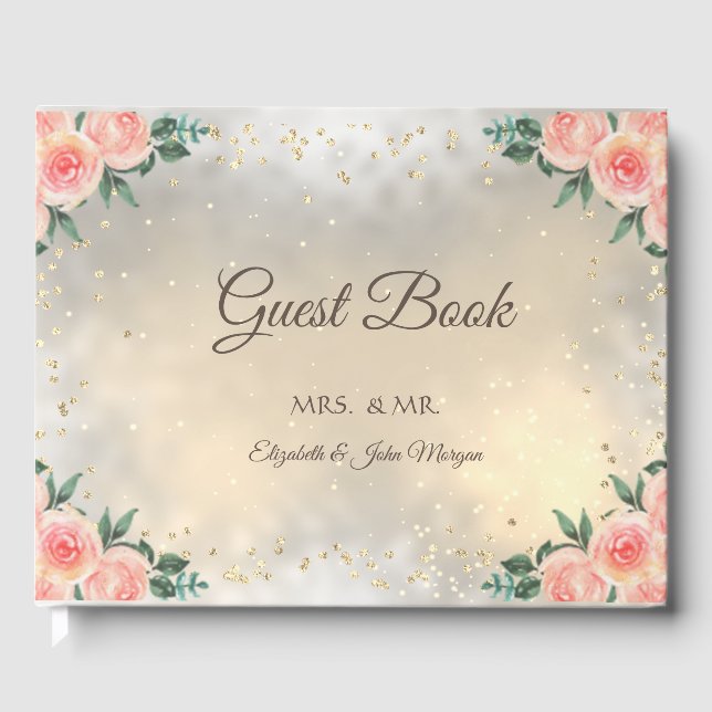 Guld Diamonds Burgundy Ro Bröllop Gästböcker (Framsida)