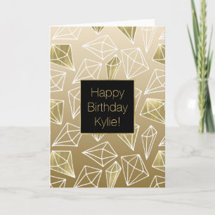 Guld Diamonds Ombre Birthday Kort