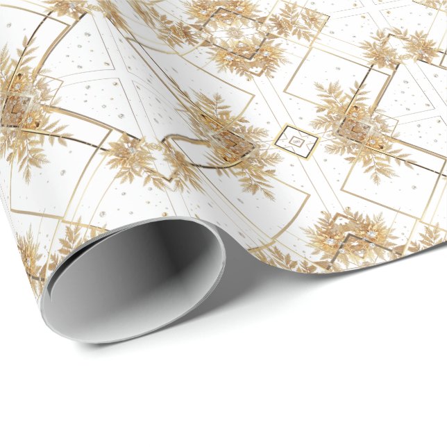 Guld Diamonds Presentpapper (Rullad Hörn)