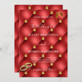 Guld Diamonds Red Tiftad lyxbröllopsinbjudan