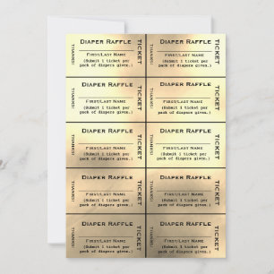 Guld Diaper Raffle Biljett Inbjudningar