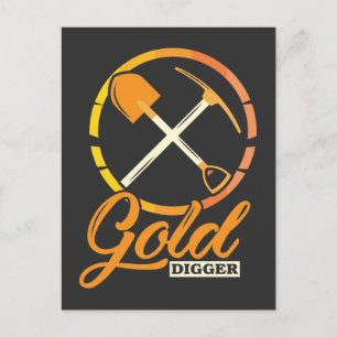 Guld Digger Panning Mining Funny Miner Vykort
