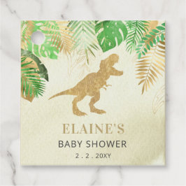 Guld Dinosaur Baby Shower Tack Gåvor Etiketter