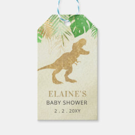 Guld Dinosaur Baby Shower Tack Presentetikett