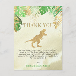Guld Dinosaur Baby Shower Tack Vykort