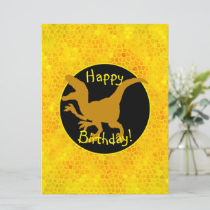 Guld Dinosaur Gömmer Grattis på födelsedagen! Kort
