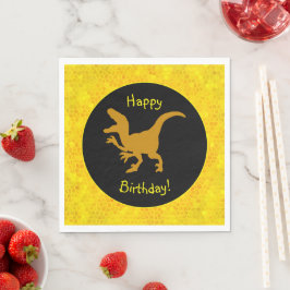Guld Dinosaur Hudar Glad Födelsedag! Pappersservett