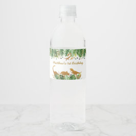 Guld Dinosaur Safari Birthday Vattenflaskor Etikett