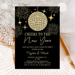 Guld Disco Boll Cheers Nyårsafton Party Inbjudningar