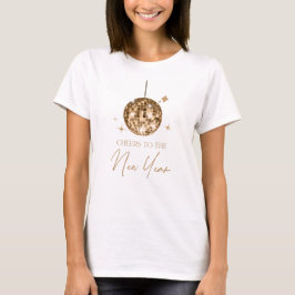 Guld Disco Boll Cheers Nyårsafton Party T Shirt