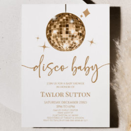 Guld Disco Boll Disco Baby Shower Inbjudningar