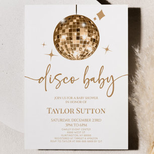 Guld Disco Boll Disco Baby Shower Inbjudningar