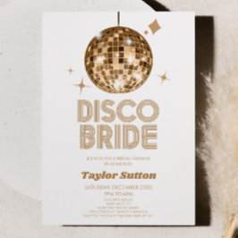 Guld Disco Boll Disco Bride Möhippa Inbjudningar