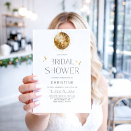 Guld Disco Boll Glitter Bröllopsfest Inbjudningar