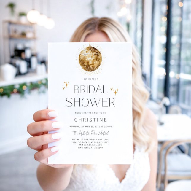 Guld Disco Boll Glitter Bröllopsfest Inbjudningar (Skapare uppladdad)