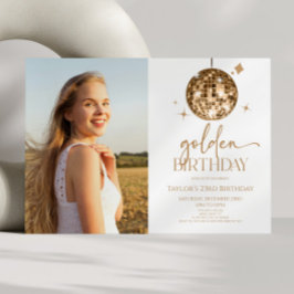 Guld Disco Boll Golden Bild Födelsedagsfest Inbjudningar
