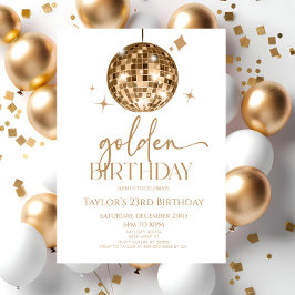 Guld Disco Boll Golden Födelsedagsfest Inbjudningar