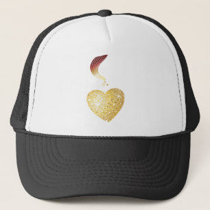 Guld Disco Boll Heart Truckerkeps