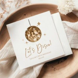Guld Disco Boll Låt oss Disco Födelsedagsfest Pappersservett