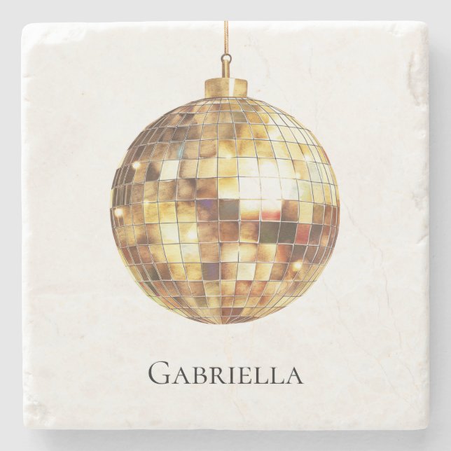 Guld Disco Boll Stenunderlägg (Framsidan)