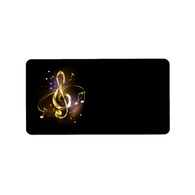 Guld Diskantnyckel Musik Adressetikett (Framsidan)